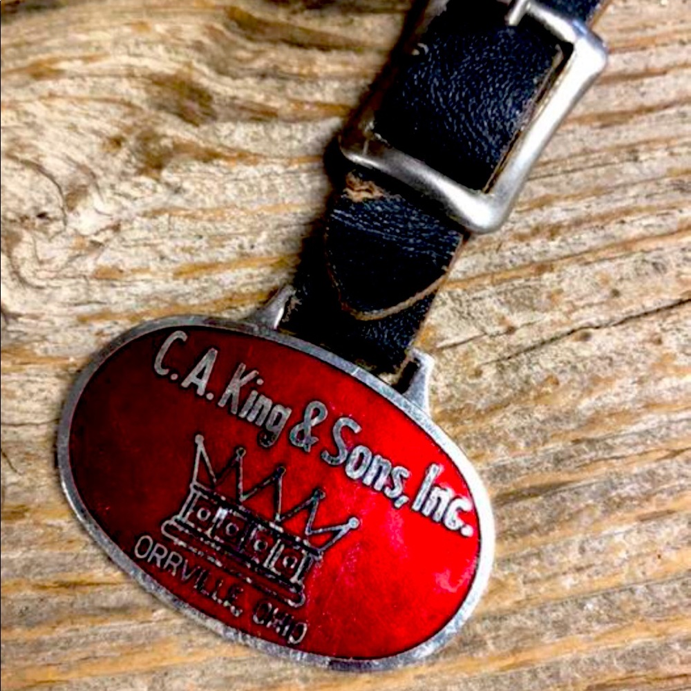 Vintage Red Enamel Watch Fob Advertising